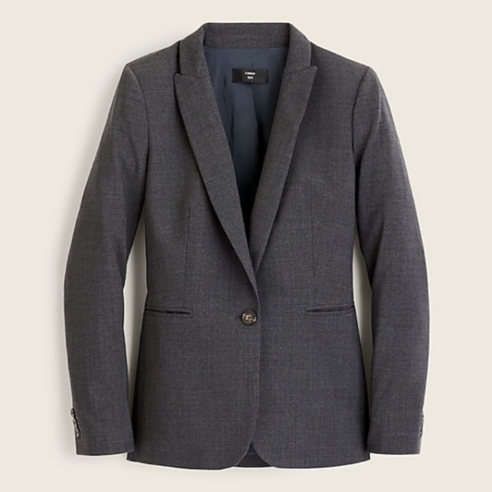 J. Crew Parke Blazer Suit Jacket Italian Stretch Wool Gray Size 0